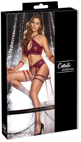 Cottelli Bondage Women Suspender Set Red/Silver S