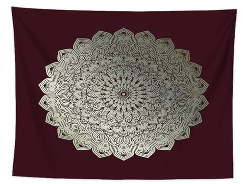 Wandteppich Braun Retro Mandala Wandtuch Polyester Stoff Wand Deko Schlafzimmer Wohnzimmer Wandteppiche Waschbar Wandbehang Wiederverwendbar Wandtücher 200x150 cm