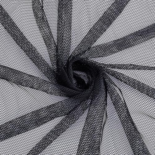CRAFTYMELODY 2 Yards Schwarzer Netzstoff 62 Zoll Weiches Baumwollnetz Transparenter Tüllstoff Leicht Dehnbarer Weicher Voile Feste Moskitonetzstoffe
