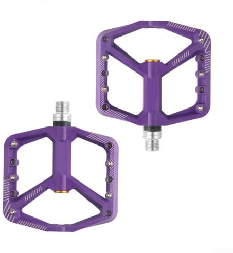 Yhenlovtt Pedale, federleichte, rutschfeste Plattform mit glattem Kugellager für flache MTB-Pedale, Nylon, für Fahrrad, Mountainbike, Rennrad, breiter Fuß (lila)