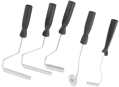 YUEHISY Kit de Herramientas de Rodillo de Fibra de Vidrio, Juego de Rodillos de Laminación de Superficie Ranurada con Cabeza de Aluminio de 5 Piezas para Reparación de Resina, Fibra de