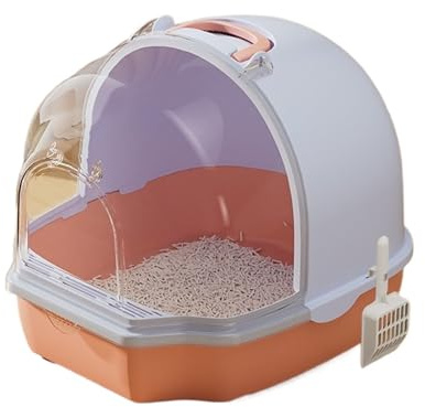 Vaschetta per lettiera Recinto for lettiera for gatti Jumbo con sportello anteriore, for in plastica chiusa maniglia, toilette for anti-schizzi(Purple)