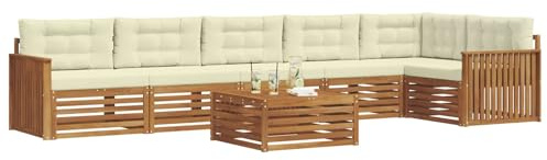vidaXL Outdoor-Sofagarnitur mit Kissen 7 pcs Natur und Creme, Gartenbank, modernes Ecksofa, strapazierfähige Sitzmöbel, Lounge für Terrasse, stylischer Komfort
