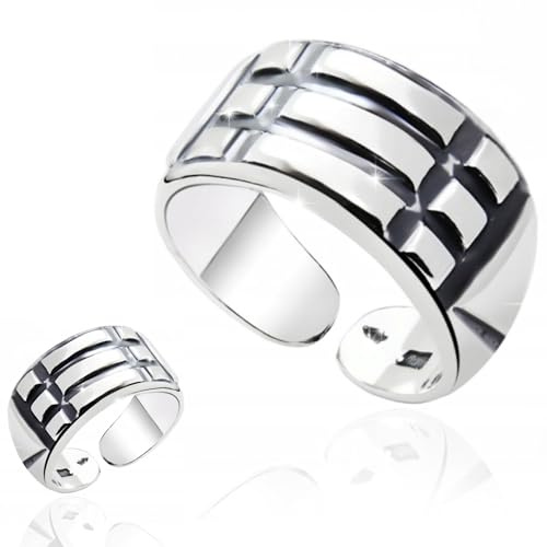 ZELYA Atlantis Ring 925 Silber – verstellbarer Damen Herren, Atlanten Ring Amulett, energetischer Schutzring, Silberring offen, Schmuck mit Bedeutung, Geschenkbox mit Gravur