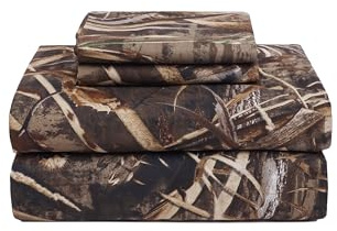 VISI-ONE Kimlor Realtree Max-5 Bettlaken, Queen-Size-Größe, 4-teilig, Polyester-Baumwollgewebe, 1 Bettlaken, 1 Spannbetttuch und 2 Kissenbezüge (Queen)