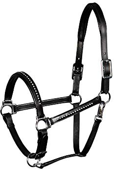 Harry's Horse Halster Leder Finesse Crystal, Farbe:schwarz, Größe:Full