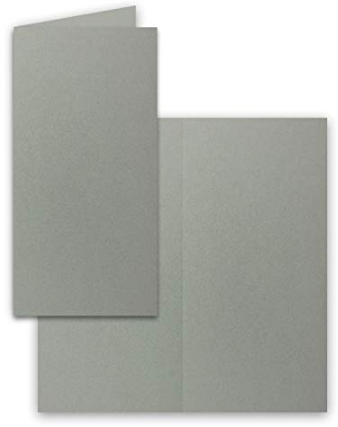 FarbenFroh by GUSTAV NEUSER 50x Falt-Karten DIN Lang - Graphit (Grau) - 10,5 x 21 cm - Blanko Doppelkarten - Klappkarten für Einladungen und Grußkarten zu Weihnachten und Geburtstag