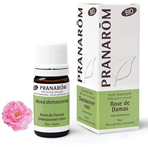 Pranarôm - Huile essentielle Rose de Damas Bio - Rosa Damascena - Distillation des Pétales de Fleurs - Soin Peau Rides Vergetures - Soin Emotionnel - 5 ml