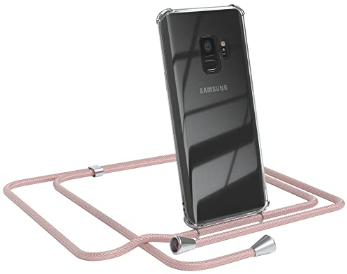 EAZY CASE Handykette kompatibel mit Samsung Galaxy S9 Handyhülle mit Umhängeband, Handykordel mit Schutzhülle, Silikonhülle, Hülle mit Band, Stylische Kette mit Hülle für Smartphone, Rosé-Gold