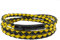 König Design Lederkette Lederband Leder-Armband 4 mm Herren Halskette Schwarz Gelb 40 cm lang mit Hebeldruck-Verschluss Schwarz geflochten
