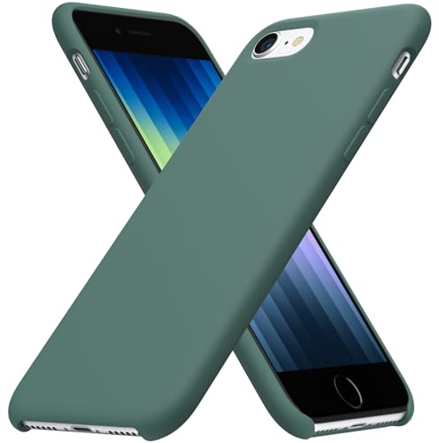 ORNARTO Liquid Silicone Case for iPhone SE (2022) 4.7,iPhone SE (2020),iPhone 8,iPhone 7,Soft Gel Rubber Case Cover with Microfiber Lining-Pine Green