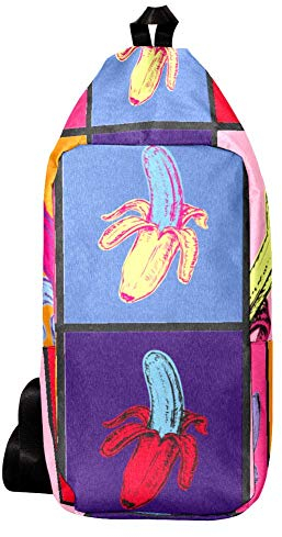 EZIOLY Pop Art Banana Schulter-Rucksack Sling Bag Crossbody Tasche Reise Wandern Daypack für Männer Frauen