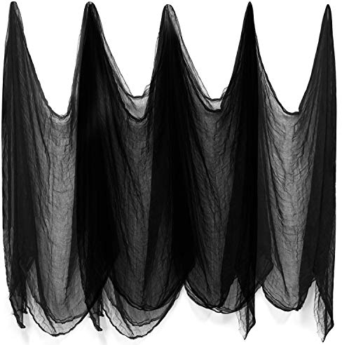 MIAHART Halloween Gruseliges Tuch Schwarz Gruselige Gaze Gruselige Halloween-Dekorationen für Spukhäuser Party Doorways Dekor 6,5 x 13 Fuß (2 x 4 m) (1, 4 * 2m)
