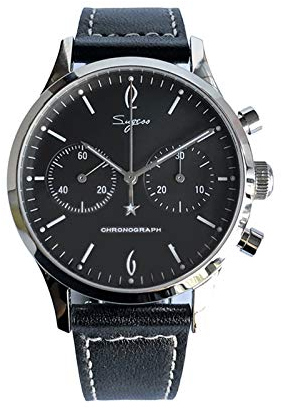 Sugess Herren-Armbanduhr, Chronograph, mechanische Armbanduhr, ST1901 Uhrwerk, wasserdicht, schwarz 1, Riemen