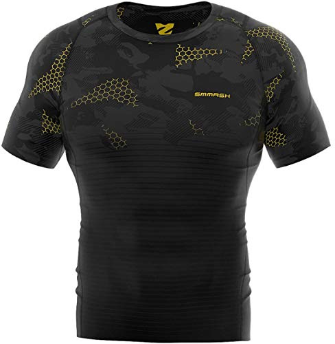 SMMASH Kompressionsshirt Funktionsshirt Herren Kurzarm Sportshirt Laufshirt Kurzarmshirt Second Skin Technologie Atmungsaktiv Schnelltrockend