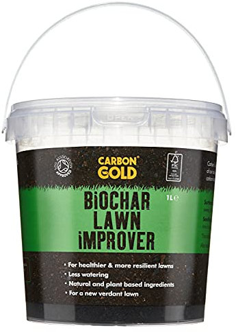 Carbon Gold Biochar Lawn Improver, Natural & Plant Based Lawn Booster, 1L Tub