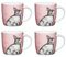 KitchenCraft China 'Rabbit' Barrel-Shaped Printed Animal Mugs, Tea or Coffee Cups, Microwave & Dishwasher Safe, 425 ml - Pink (Set of 4)
