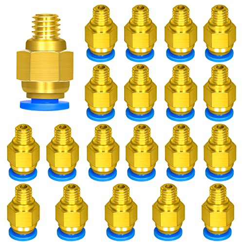 LUTER Straight Pneumatic Connectors, PC4-M6 Pneumatic Air Straight Quick Fitting 4mm Thread M6 Push to Connect (20), Blau, Kupfer