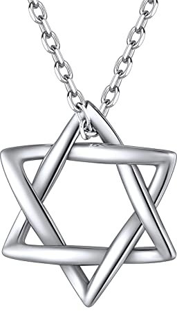 ChicSilver Collier Étoile de David Argent 925 Femme Homme Pendentif Religion Bijoux Porte Bonheur Amulette de Protection Cadeau Anniversaire pour Enfant Fille