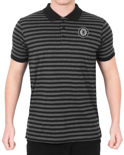 Chelsea FC - Herren Polo-Shirt mit Streifen - Offizielles Merchandise - Schwarz/Grau - 3XL