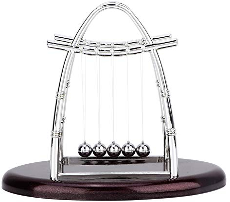 Newton Pendel Spiel, Klassisches Kugelstoßpendel mit 5 Kugeln Newton's Cradle Balance Kugelspiel Kugelpendel Deko mit Sockel, für Schreibtisch Büro Educational Spielzeug Geschenk
