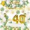 40 Geburtstag Deko Frauen,Geburtstagsdeko 40 Männer,Grüne Deko 40 Geburtstag mit Avocado Grüne Luftballons,Happy Birthday Banner,Kuchen Topper,Tischdecken,Pompoms für Mann Frau 40. Geburtstag Deko