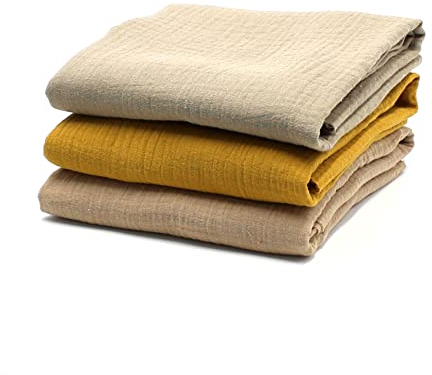 VmG-Store 3x Musselin Set je 0,5m x 1,35m Double Gauze Stoff 100% Baumwollstoff Tex Standard 100 (3er Set je 0,5m, Set03)
