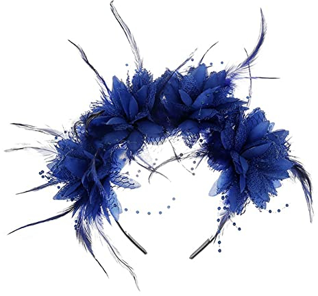 Damen 1920s Stirnband Klassisch Fascinators Haarspange Feder Blumen Haarklammer Haarschmuck Kopfschmuck Tea Party Kirche Haarreif Vintage Haarschmuck Mesh Stirnband für Halloween Fasching Karneval