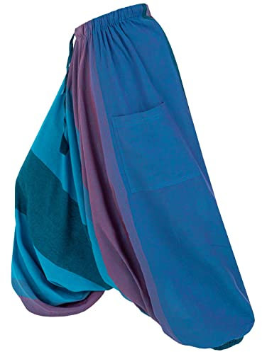 Kunst und Magie Unisex Haremshose OneSize mehrfahrbig Hippie Goa Fair, Größe:One Size, Farbe:Petrol/Blau