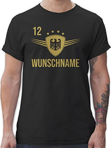 T-Shirt Herren - 2026 Fussball WM Fanartikel - Deutschland mit Namen und Nummer - 3XL - Schwarz - Trikot em Tshirt 2024 fußball 12 Name t Shirt fußball-Fanartikel fußball. Herren-Shirt