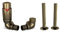 UK Radiators Antique Brass Thermostatic Radiator Valves and Corner Lockshield Valve - Brushed Antique Brass Finish - Modern Design 1/2 x 15mm Corner Radiator Valves with 130mm Pipe Covers