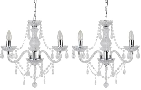 Set of 2 Clear and Chrome Marie Therese Style 3 x 40W Chandelier