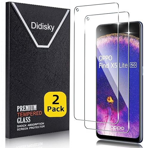 Didisky Lot de 2 Protecteur Verre Trempé pour OPPO Find X5 Lite, Film Protection écran, dureté 9H, Pas de Bulles, Haute définition