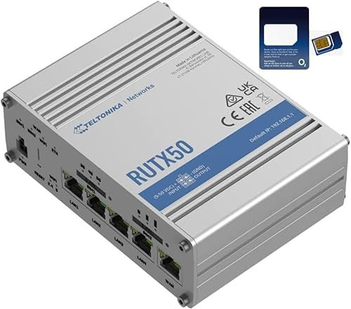 Teltonika RUTX50 5G Dual SIM Industrial M2M/IOT Router with O2 5G Data SIM Card Bundle