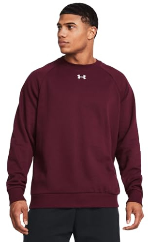 Under Armour UA Rival Fleece Crew, (609) Maroon / / White, 3XL Tall