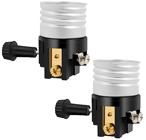 UL Listed E26 Light Socket ，Baocuz Lamp Socket Replacement with ON/Off Switch Knob，Lamp Parts Repair Parts for Table Lamp, Floor Lamp （2 Pack）