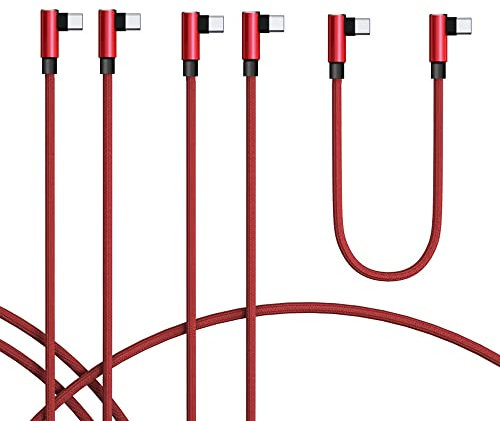 TECHGEAR USB C to USB C Cable (30cm+1m+2m) 90 Degree Right Angle Sync & Fast Charge Cable Compatible with Samsung S25 S24 S23 S22 S21 A15 A36 A55 5G, Pixel 9 8, OnePlus, Oppo, Redmi, Moto, Honor etc