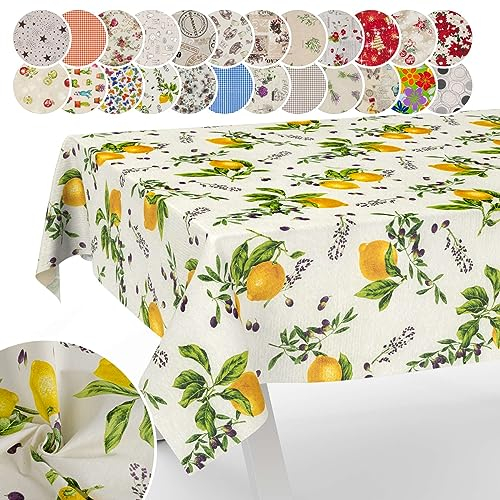 Tischdecke aus Stoff Textil abwaschbar Tischwäsche Tischtuch Baumwolle Polyester Lemon 240x140cm In-/Outdoor Tischdecke