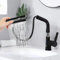 Waschtischarmatur mit herausziehbarer brause, Schwarz Wasserhahn bad mit LED-Temperaturanzeige, Mischbatterie Waschbecken, Einhebel Spültischarmatur mit brause 360° Drehbar