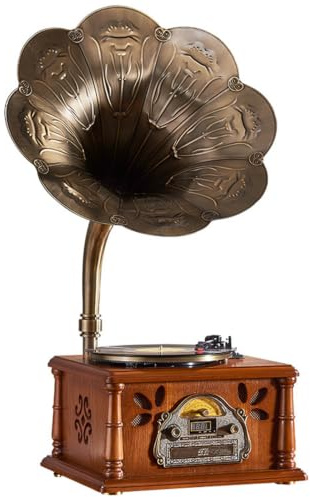 OSMARI Retro Gramophone Big Horn Vinyl Record Player European-Style Living Room Home Furnishings Subwoofer Surround Sound
