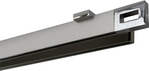 Garesa Gardinenstange Flat 40 x 15mm, 2-läufig, Profil vernickelt/Zubehör verchromt I Vorhangstange inkl. Gleiter I Endkopf mit Ausschnitt I Deckenmontage I 290cm