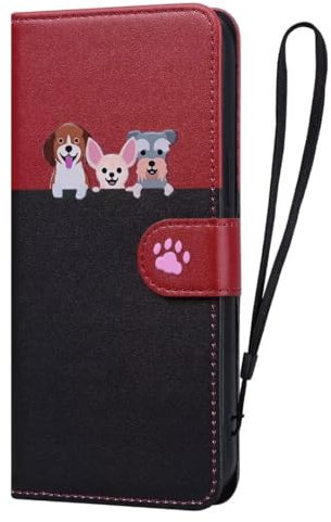 KRjcsfhy Case for iPhone 5 5s/SE with Credit Card Holder Stand Function Flip Book Wallet Case Cartoon Cover Protective Leather Shock-Absorption Phone Case for iPhone 5 5s/SE,Red