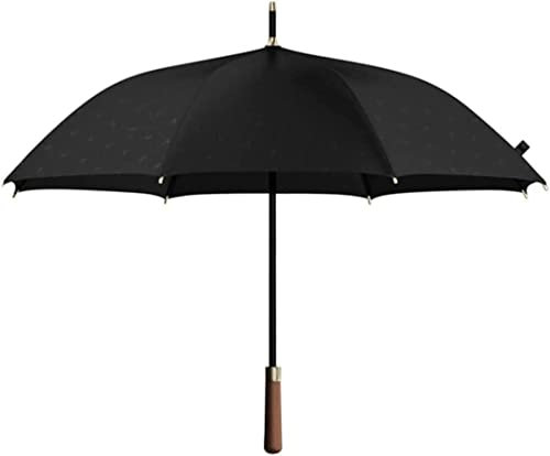AVFORA Parapluie de golf, grand bâton avec poignée en bois, noir, ouverture automatique, ventilé, parapluie de voyage (Color : Black, Size : 100CM)
