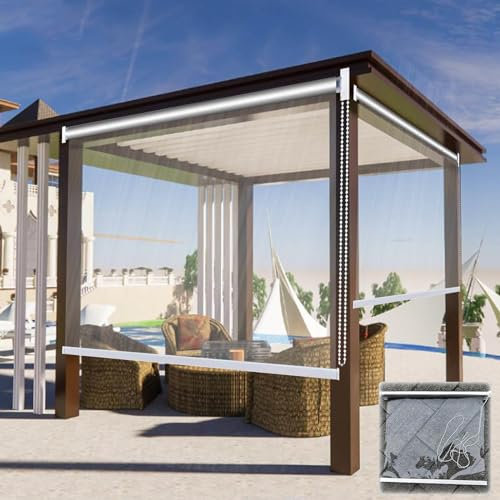 Tende a Rullo Avvolgibili Pvc Impermeabile-Roll Up Tapparelle Trasparenti per Finestre Esterne-Cortina in Plastica Vinile,Antipolvere,Gazebo Balcone Persiane Laterali,Chiare,W×H-85×200cm/33.5×78.7in
