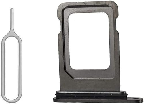 SIM Card Slot Tray Holder Replacement Compatible with iPhone 11 2019 - Incl. Rubber Gasket and Sim Pin - Black