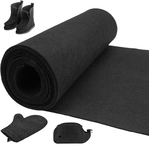 Tela de Fieltro Grueso y Flexible ,30 cm x 250 cm x 3 mm Rollo de Fieltro Decorativo,Rollo de Fieltro de Poliéster, Manualidades de Costura, Patchwork, Jardín Disco de Mantillo Fieltro(Negro)