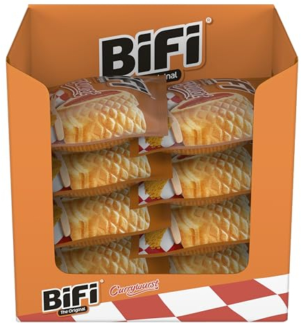 BiFi Currywurst – 30er Pack (30 x 40g) – Salami Wurstsnack mit Currysauce in einem lockeren Teig - Wurst im Weizenbrötchen To Go - für Unterwegs, im Büro oder beim Sport - Schinkenwurst