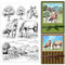 GLOBLELAND Klare Stempel Mit Pferdefarm Zum Basteln von Karten Baum Klare Stempelsiegel Transparente Stempel Für DIY Scrapbooking Fotoalbum Tagebuch Heimdekoration
