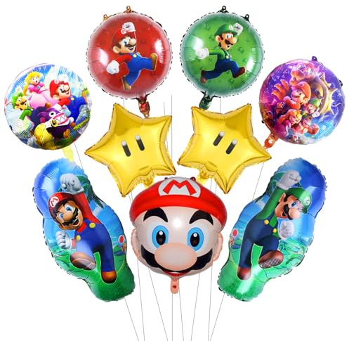 Ma-rio Geburtstagsdeko Jungen Mädchen Luftballons- Super Kindergeburtstag Deko Bros Folienballon Happy Birthday Geburtstag Balloon Partyzubehör für Kinder Mari Theme Party Hintergrunden Supplies Deko