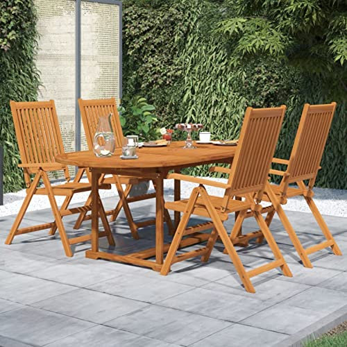 CIADAZ 5-TLG. Garten-Essgruppe Massivholz Akazie, Esstisch Mit Stühlen Set, Gartenmöbel Sitzgruppe, Balkon Möbel, Gartenlounge Set, Terrassenmöbel, Balkonmöbel Set - 3079643